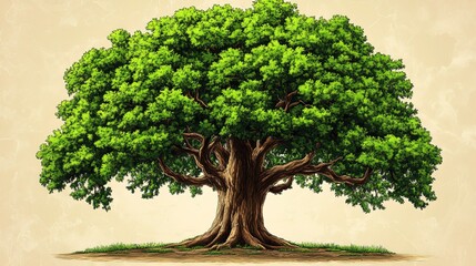 Large, Lush Oak Tree with Extensive Canopy and Strong Roots