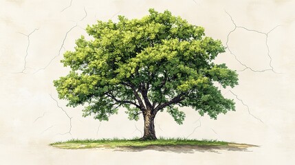 Large, Lush Oak Tree with Extensive Canopy and Strong Roots