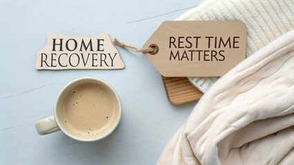 Home Recovery Concept with Cozy Mug and Relaxation Items
