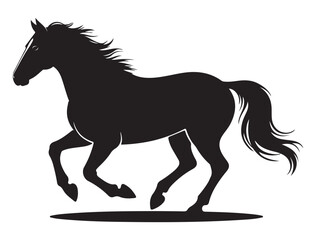 Running horse silhouette vector illustration of a galloping animal isolated on white background