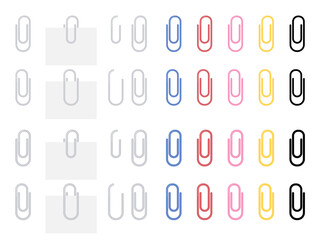 紙を挟みやすいクリップのイラスト素材セット