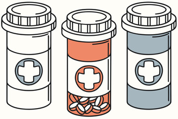 Three pill bottles neatly stacked in a row