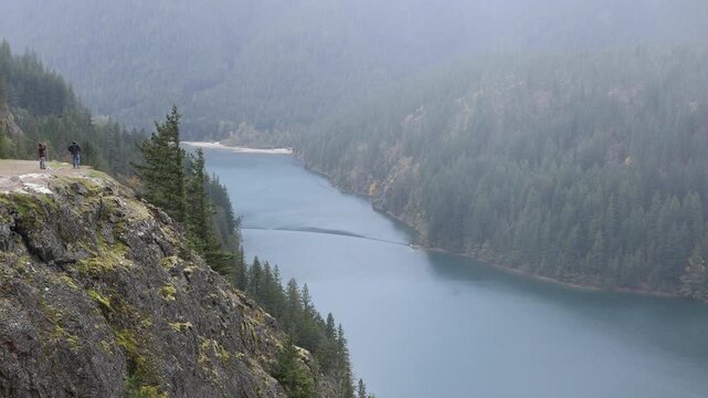 Diablo Lake viewpoint, Washington. Diablo Lake is a reservoir in the North Cascade mountains of northern Washington state, United States.