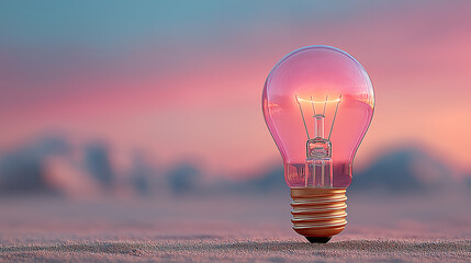 Light bulb glowing brighter with rays pastel cream background idea innovation concept modern illustration creative thinking commercial use royalty free stock photo generated ai