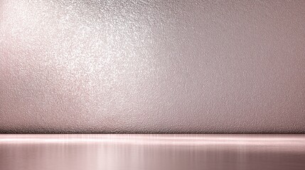 Rose gold textured background with glossy finish and reflective floor, ideal for wallpaper, poster, banner design, embodying modern luxury, elegant minimalism, and stylish aesthetic