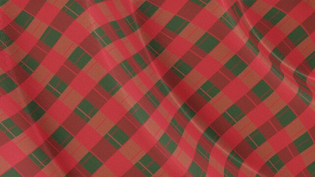 Horizontal abstract 3d merry Christmas Xmas holiday festive winter december celebration Noel seasonal loop animation red green gift wrapping paper texture pattern plaid tartan gingham checkered fabric