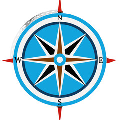 Compass Icon with N, S, E, W Directions &ndash; Vector and PNG on Transparent Background