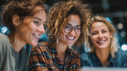 Fototapeta premium Two women entrepreneurs brainstorming project on digital tablet