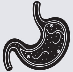 stomach silhouette vector art illustration, Human stomach isolated on white background. Anatomy.