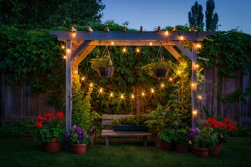 Obraz premium Europe travel architecture and garden wood building at home with a Christmas tree in the park at night