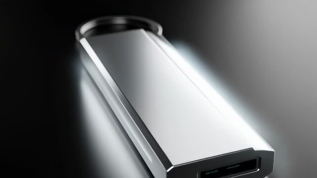 Sleek Silver USB Drive Keychain: Modern Tech Accessory Product Showcase