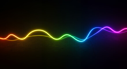 Colorful Neon Light Waves on Transparent Background Abstract Artistic Design