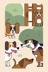 Charming Minimalist Dog Pattern Composition with Cute Pets
