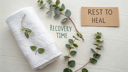 Relaxation and Wellness Scene with Towel and Herbal Elements