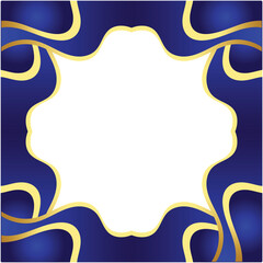 Elegant Blue and Gold Wavy Frame with Gradient Accents