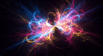 Vivid Colorful Electric Butterfly Abstract Art with Neon Light Effects