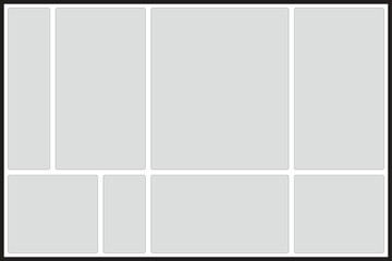 Grid layout with eight rectangular placeholders for content and rounded corners template