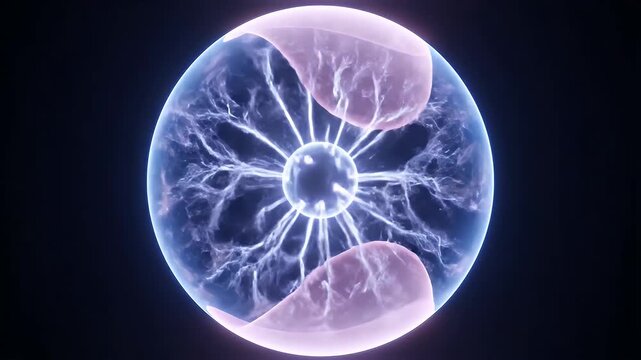 Interactive plasma ball with glowing electrical energy currents.