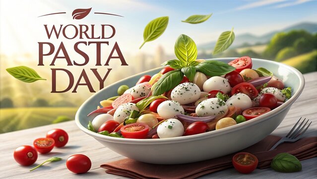 World Pasta Day, Dazzling gourmet pasta salad filled with bright jewel toned vegetables.