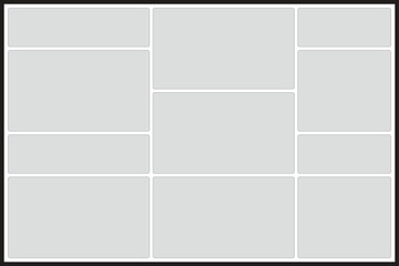 Grid layout with ten empty rectangular frames and rounded corners rectangles