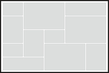 Grid layout with ten rectangular placeholders for content and rounded corners template