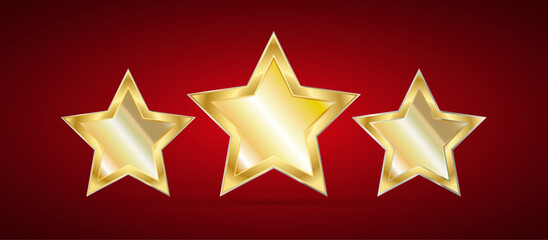 Golden star award on white background