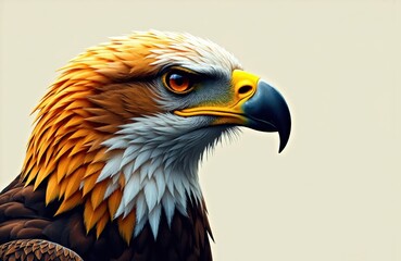Fototapeta premium Close-up of a majestic eagle's head with detailed feathers and intense gaze