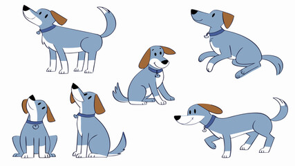 Cute Cartoon Dog Character Design - Set of 7 Poses