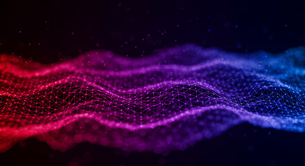 Abstract Digital Waveform with Vibrant Pink Purple Blue Colors on Transparent Background