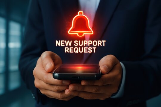 Get instant support alerts on your phone with this notification of a new request, perfect for customer service, help desk, and business efficiency solutions