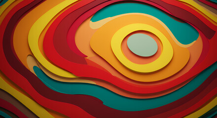 Abstract Colorful Paper Layered Pattern with Vibrant Swirls in Modern Artistic Style