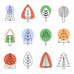 trees, tree, symbol, leaf, christmas, vector, forest,icons