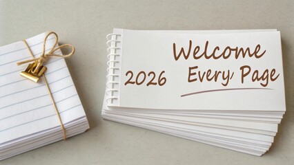 Welcome 2026 Inspirational Notepad with Blank Pages for Ideas