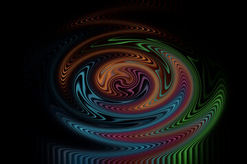 Fototapeta premium Abstract colorful swirl on black background for creative design element