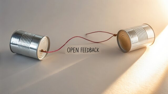 Two tin cans connected by a string representing open feedback