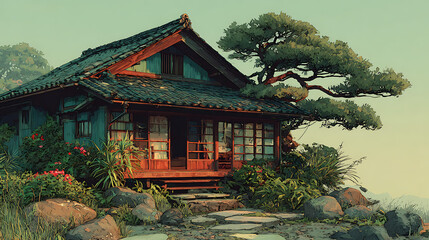 Obraz premium Front of house details of modern Japanese style house