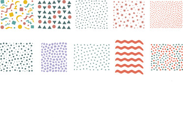 trendy doodle seamless pattern vector set, geometric spot wave tile, abstract texture background design
