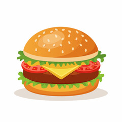 Cartoon Hamburger Vector Illustration - A Delicious Fast Food Meal