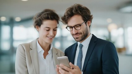 Smiling consultant helping young couple select health insurance using smartphone app, symbolizing accessibility, innovation, digital transformation, and next-generation financial protection. - Powered by Adobe