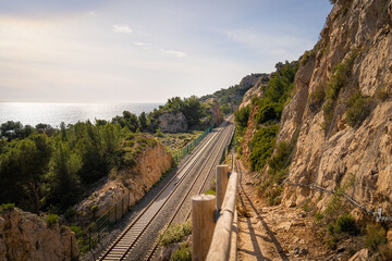 railway on the coast with calanques
