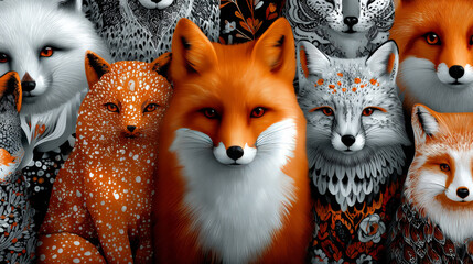 Funny seamless pattern with a cute little fox. EPS 10. No transparency. No gradients.