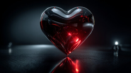 Flat design heart icon on black background. EPS 10. No transparency. Gradients.