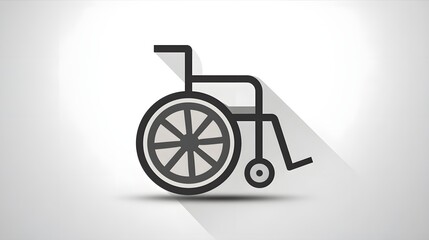 Fototapeta premium Stylized graphic symbol representing manual mobility assistance device casts a long shadow