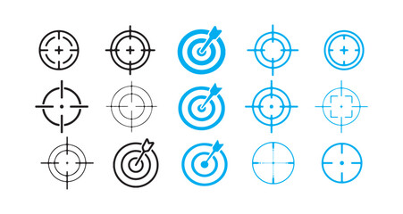 target icons set. Colorful dartboard and arrow. Vector illustration eps 10