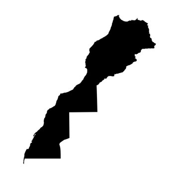 Morocco with western sahara Silhouette Map illustration