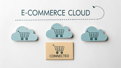 E-commerce Concept with Shopping Carts and Cloud Technology Visuals