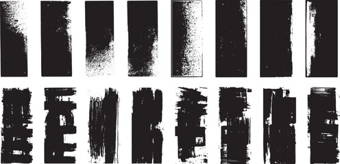 Grunge texture black brushstrokes brush spots set background painting