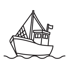 Fishing Boat Coloring Page