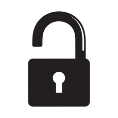 Vector art of open padlock icon, symbolizing security, access, and freedom