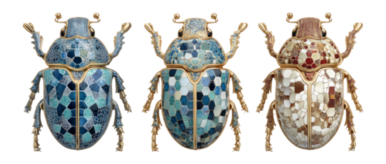 Mosaic Insect Art with Glimmering Colors and Unique Design Elements